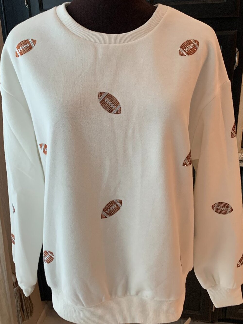 Football sparkle sweatshirt NWT Large Cream